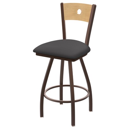 Holland Bar Stool Co 36" Swivel Counter Stool, Black Wrinkle, Nat Back, Canter Storm Seat 83036BZNatMplB004
